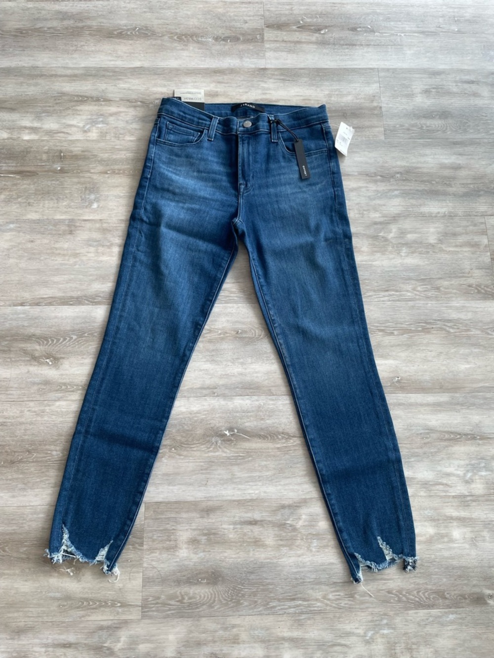 J Brand Dark Blue Frayed Hem Skinny Jeans